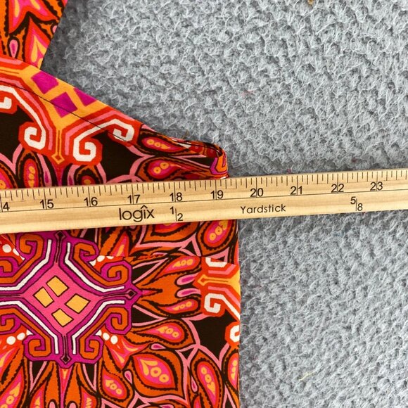 Chicos Top Womens 1 US Medium Orange Pink Zanzibar One Shoulder Side Tie Blouse* - Picture 8 of 10